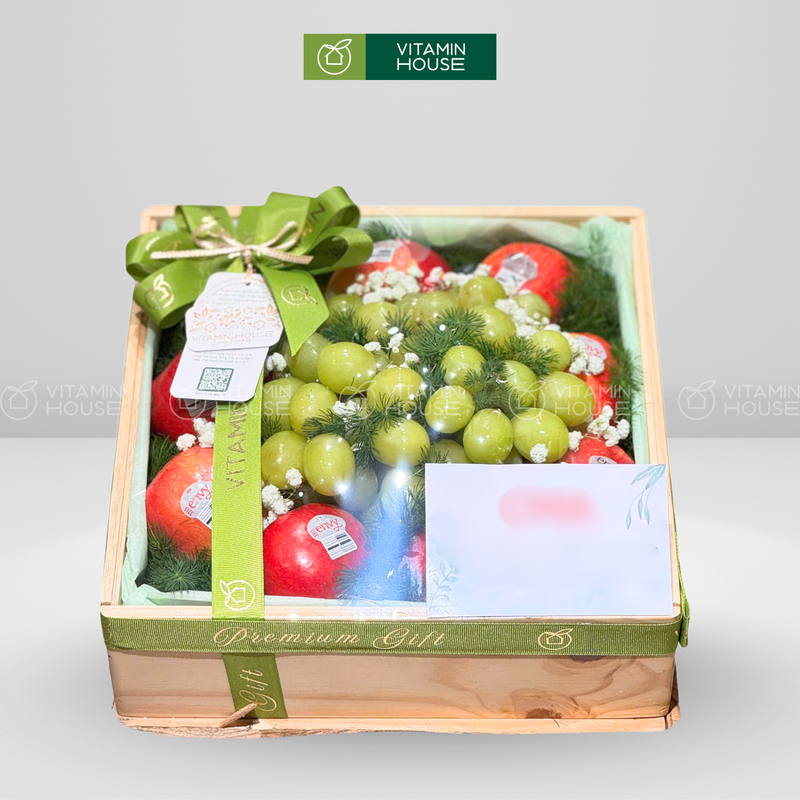 Giỏ Quà Trái Cây Nho Xanh và Táo Chúc Sức Khỏe