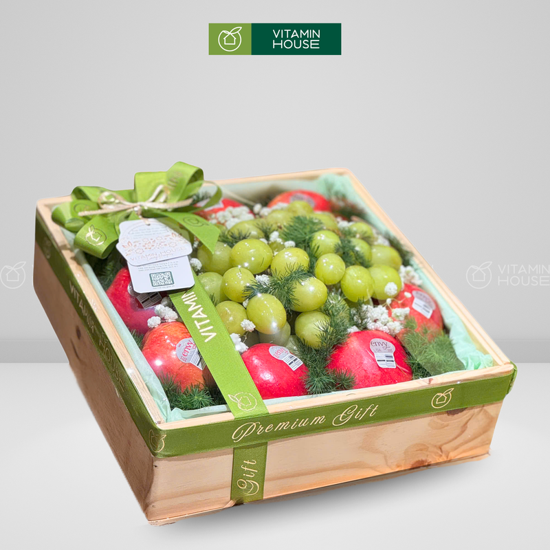 Giỏ Quà Trái Cây Nho Xanh và Táo Chúc Sức Khỏe