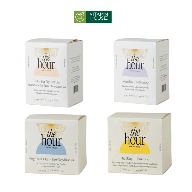 Trà Túi Lọc Bá Tước/Lài/Oolong/Gừng Nhiều Vị The Hour Hộp 40g
