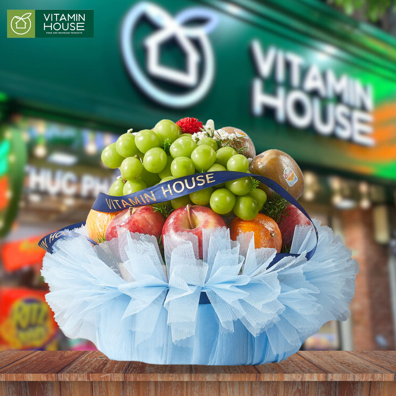 Giỏ Quà Trái Cây Nho,Kiwi Nhập Khẩu & Hoa Tươi Tặng Đối Tác Tân Gia