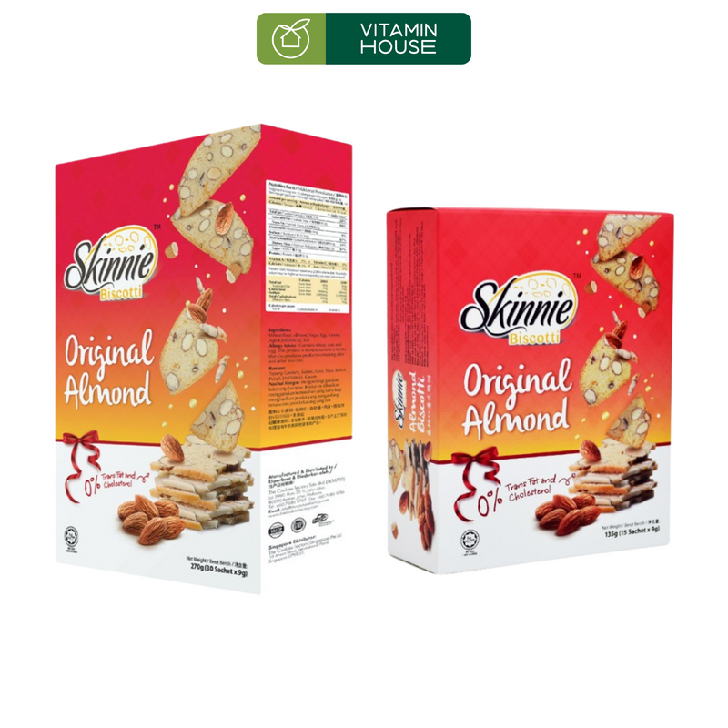 Bánh Quy Hạnh Nhân Vị Truyền Thống Skinnie Malaysia Hộp 270g (Cam)