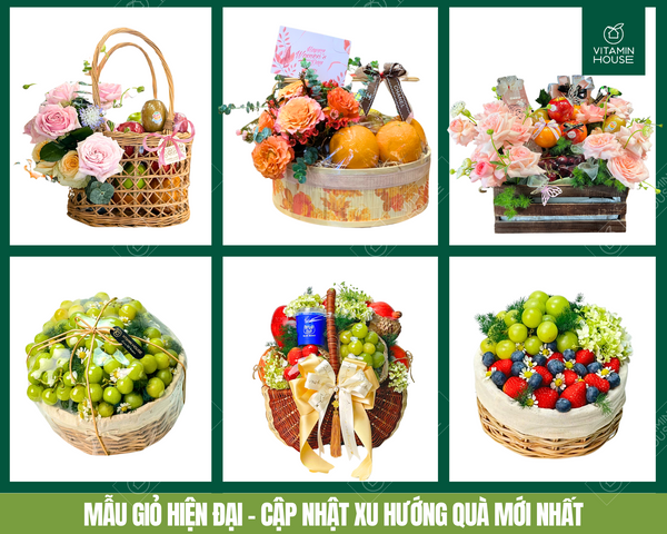 Giỏ trái cây nhiều loại quả nhập khẩu trang trí hoa