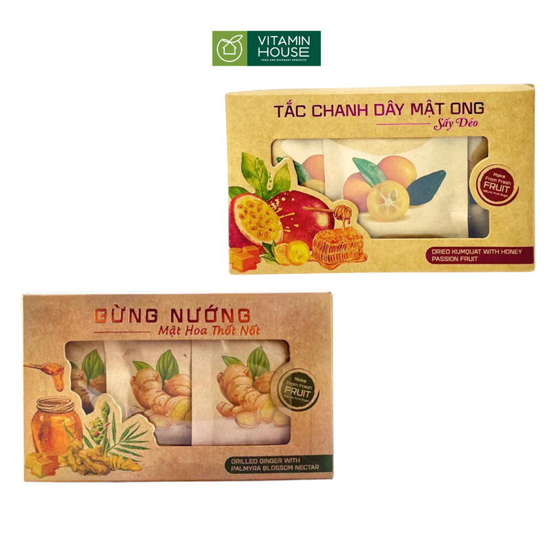 Gừng Nướng/Tắc Chanh Dây Mật Ong Sấy Dẻo 123 Farm Hộp 85g