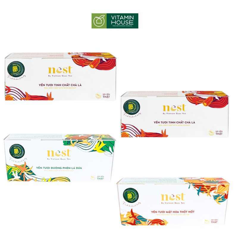 Yến tươi chưng sẵn nhiều vị Việt Nam Quốc Yến hũ 10 hộp*75ml