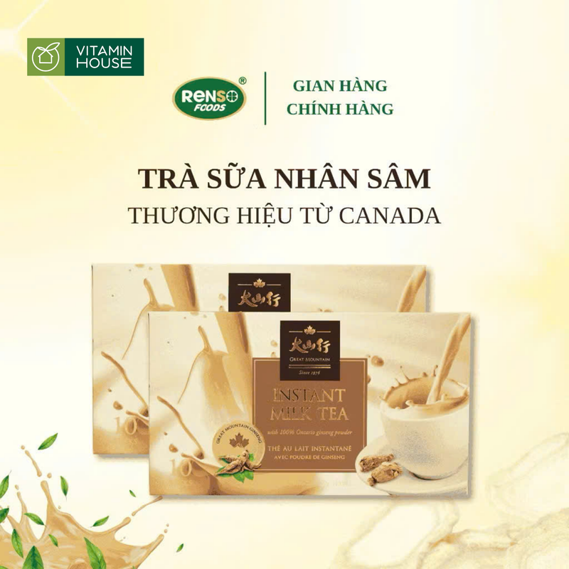 Trà Sữa Nhân Sâm Canada Great Mountain Ginseng Hộp 40g * 10 gói