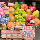 Giỏ Quà Trái Nho Xanh và Hoa Tươi Sang Trọng Chúc Mừng Khai Trương Hồng Phát