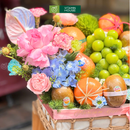 Giỏ Quà Trái Nho Xanh và Hoa Tươi Sang Trọng Chúc Mừng Khai Trương Hồng Phát