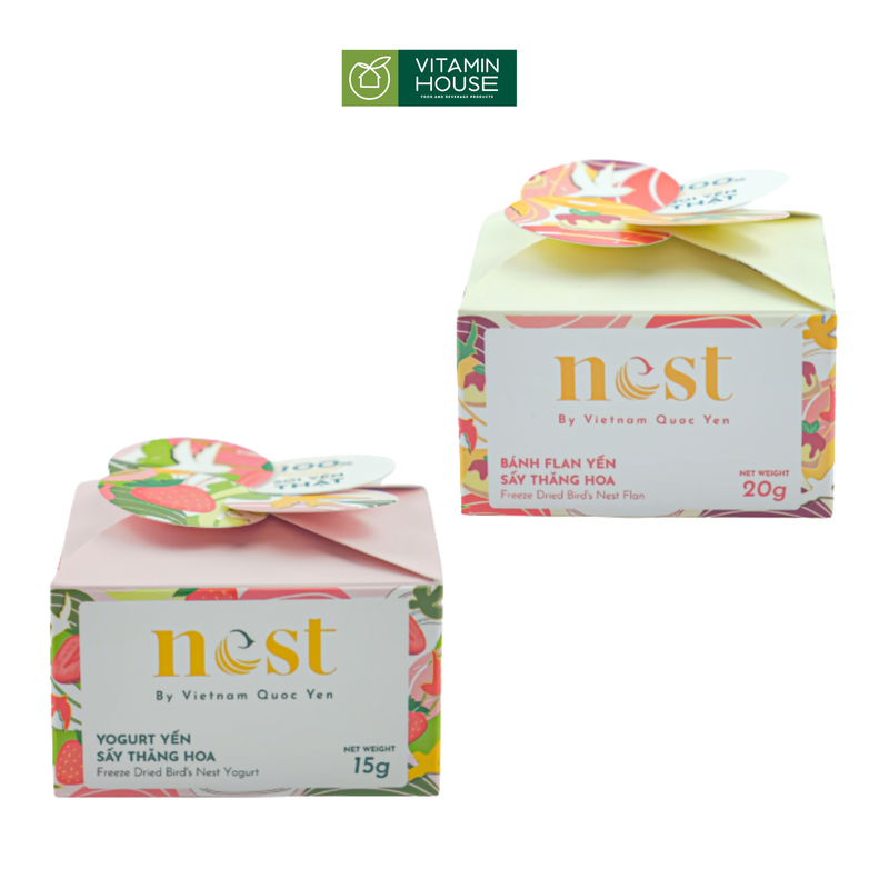 Yogurt/Flan yến sấy thăng hoa ăn Việt Nam Quốc Yến hũ 15g/20g