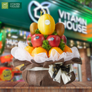 giỏ quà trái cây nhập khẩu: cam, táo, kiwi, dưa lưới