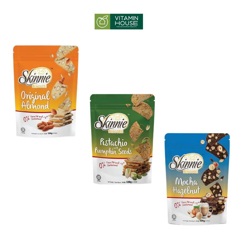 Bánh Biscotti Skinnie Hạnh Nhân/Hạt Bí/Hạt Phỉ 100g