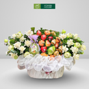 Giỏ Quà Trái Cây Dâng Lễ Chùa với Hoa Sen Trang Trọng