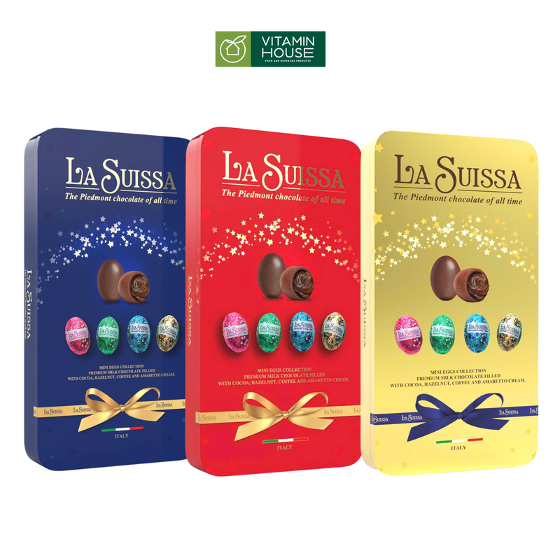 Sô-cô-la sữa hình trứng mini La Suissa hộp 220g Đỏ/Vàng/Xanh