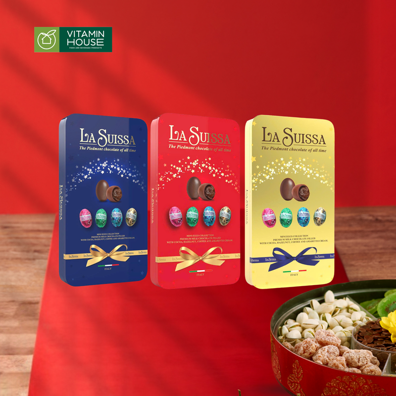 Sô-cô-la sữa hình trứng mini La Suissa hộp 220g Đỏ/Vàng/Xanh