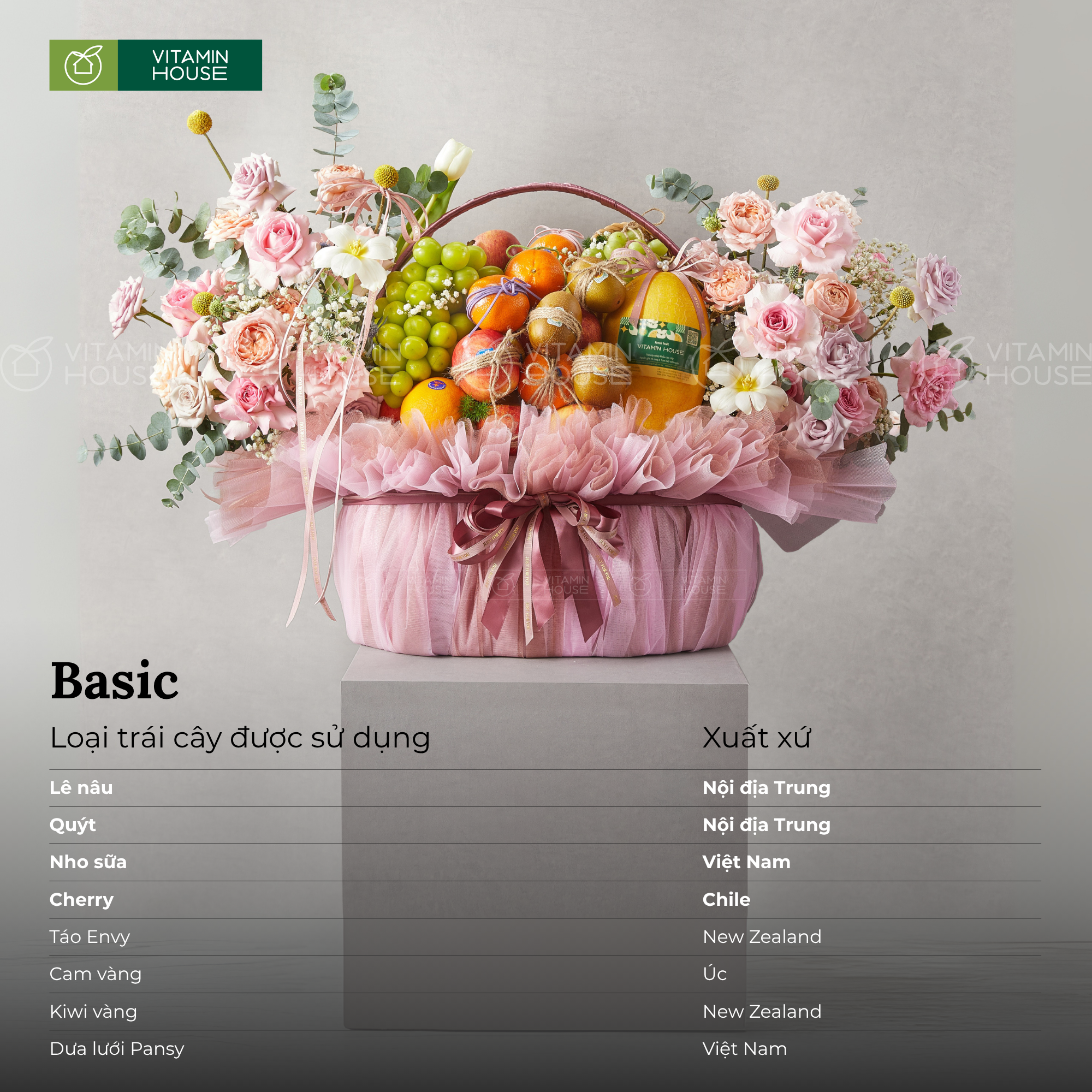 Giỏ Quà Trái Cây Nhập Khẩu & Hoa Tươi Tặng Mừng Sinh Nhật, Tặng Bác Sĩ ,Tân Gia