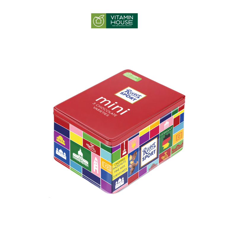 Sô-cô-la mini hỗn hợp Ritter Sport hộp thiếc 200g