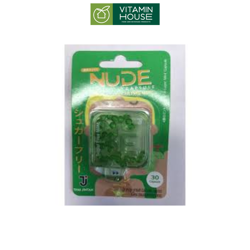 Kẹo Ngậm Thơm Miệng Không Đường Vị Peppermint Nude Capsule Thái Gói 1.77g