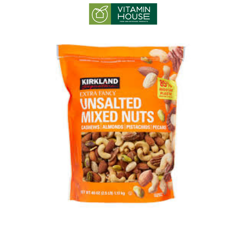 Hỗn Hợp Hạt Unsalted Mixed Nuts Kirkland Mỹ Gói 1.13 Kg (Cam)