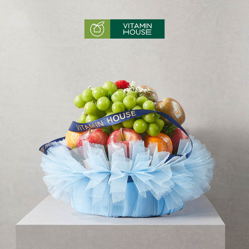 Giỏ Quà Trái Cây Nho,Kiwi Nhập Khẩu & Hoa Tươi Tặng Đối Tác Tân Gia