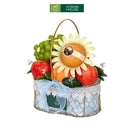 Giỏ Quà Trái Cây Nhập Khẩu tông màu xanh biển với nho mẫu đơn, lê nâu, táo, quýt úc, cam