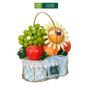 Giỏ Quà Trái Cây Nhập Khẩu tông màu xanh biển với nho mẫu đơn, lê nâu, táo, quýt úc, cam tươi ngon