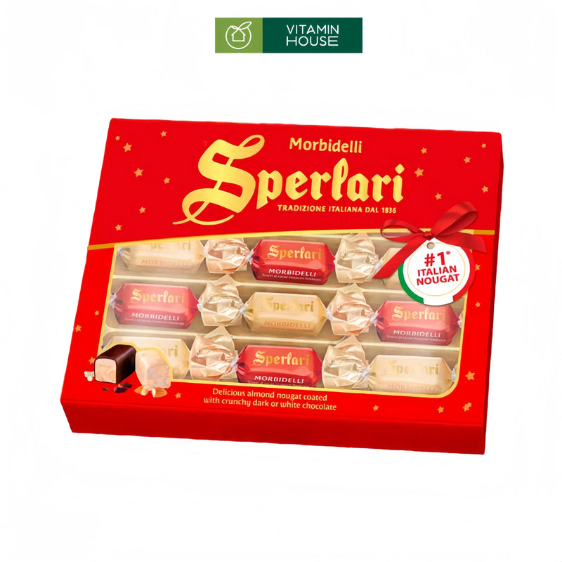 Hộp Sô Cô La Đen Và Trắng Nhân Nougat Sperlari 165G
