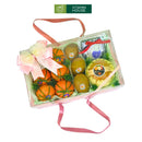 hộp quà kính gồm các loại trái cây  nhập khẩu cam, kiwi, lê nâu, cherry