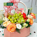 Giỏ Quà Trái Cây Nho Xanh Úc Nhập Khẩu & Hoa Tặng Nửa Kia