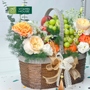 Giỏ Quà Trái Cây Nho Xanh Nhập Khẩu & Hoa Hồng Tươi Tặng Mẹ Vợ