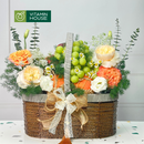 Giỏ Quà Trái Cây Nho Xanh Nhập Khẩu & Hoa Hồng Tươi Tặng Mẹ Vợ