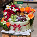 Bánh Sinh Nhật trang trí Trái Cây Cherry, Nho Xanh và Hoa Tươi Đẹp Rực Rỡ. Món quà ý nghĩa tặng ngày sinh nhật