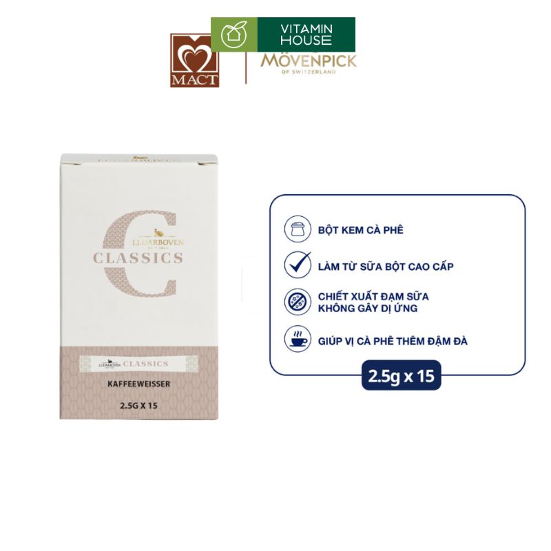 Bột Kem Cà Phê Hòa Tan Mövenpick Classics Đức Hộp 15 Gói Thơm Béo