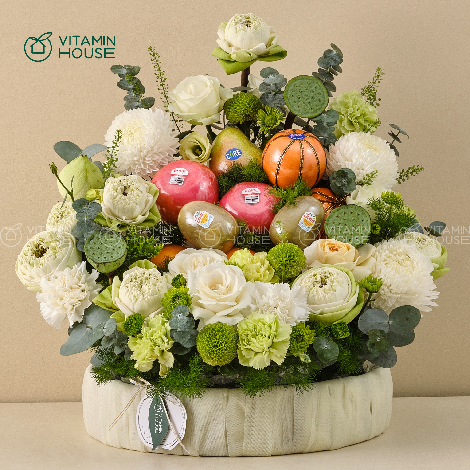 Giỏ Quà Trái Cây Kiwi, Quýt, Lê Nhập Khẩu Đi Lễ Chùa Ngày Rằm