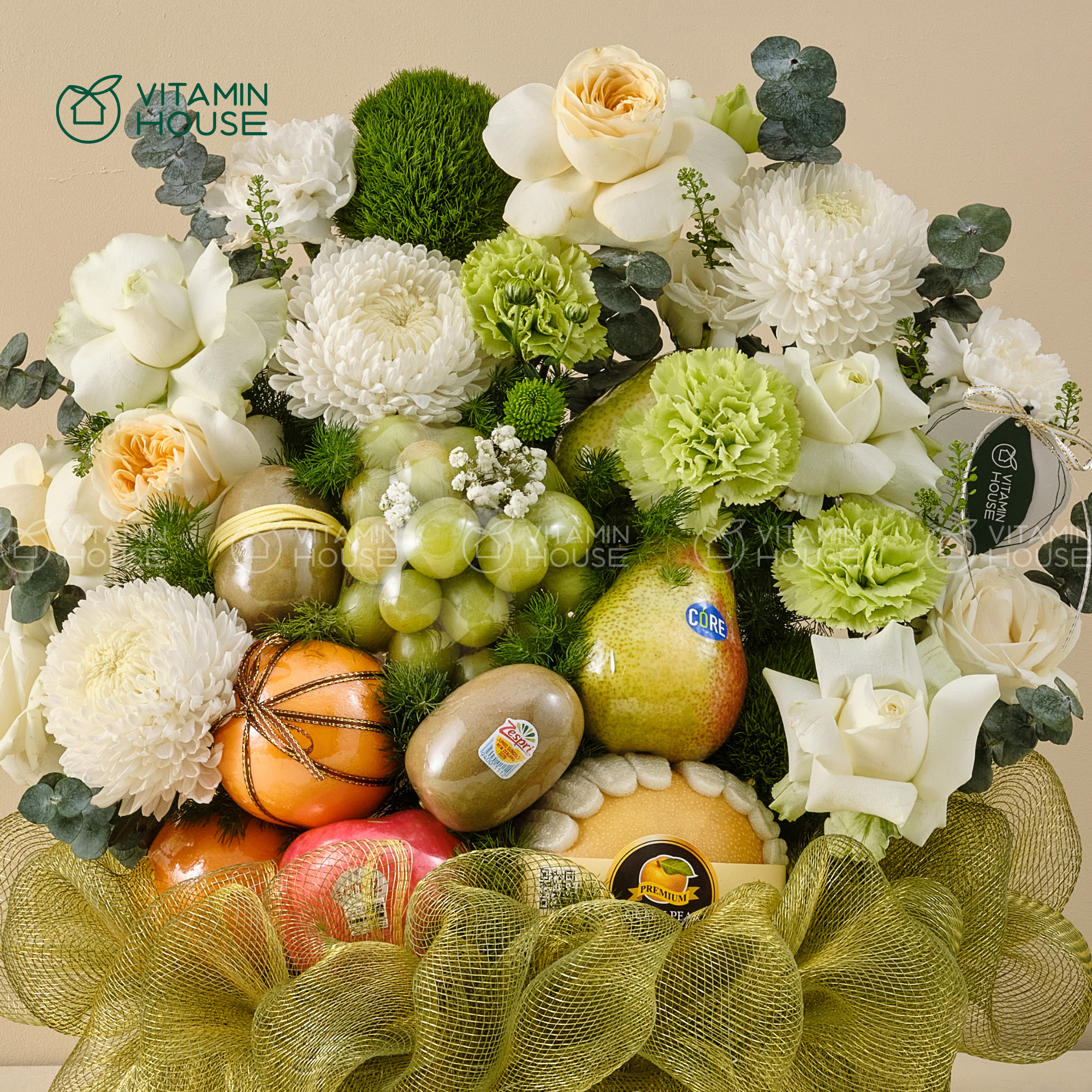 Giỏ Trái Cây Nho, Quýt, Cam, Lê Nhập Khẩu Cúng Viếng Thành Kính