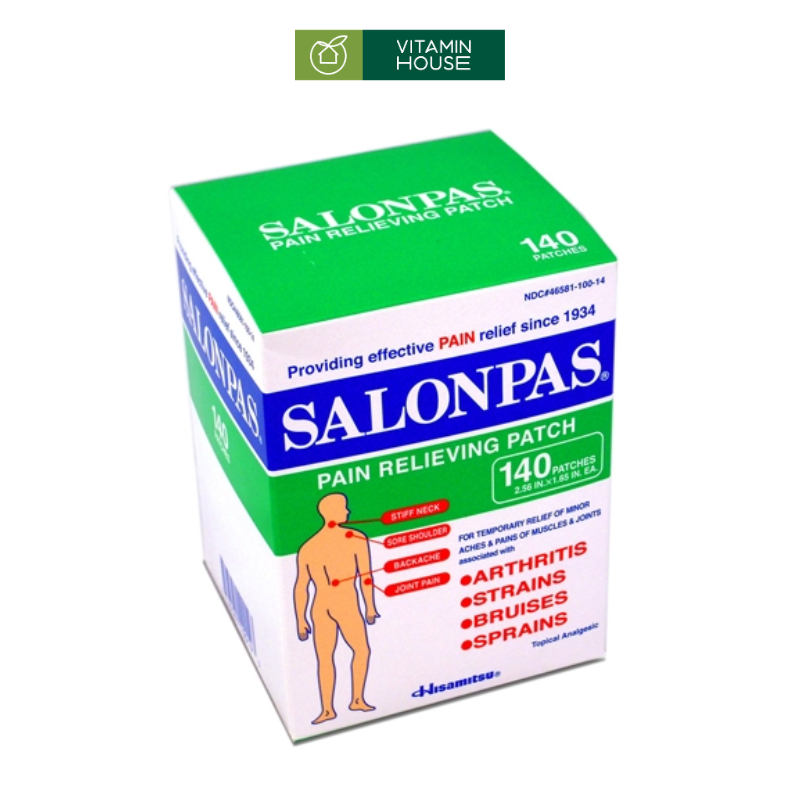 Miếng Dán Giảm Đau Salonpas Pain Relieving Patch Nhật Hộp 140 Miếng