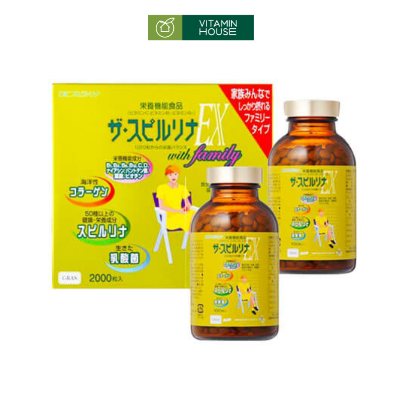 Hộp Tảo Xoắn Vàng Spirulina EX Family 1000 Viên