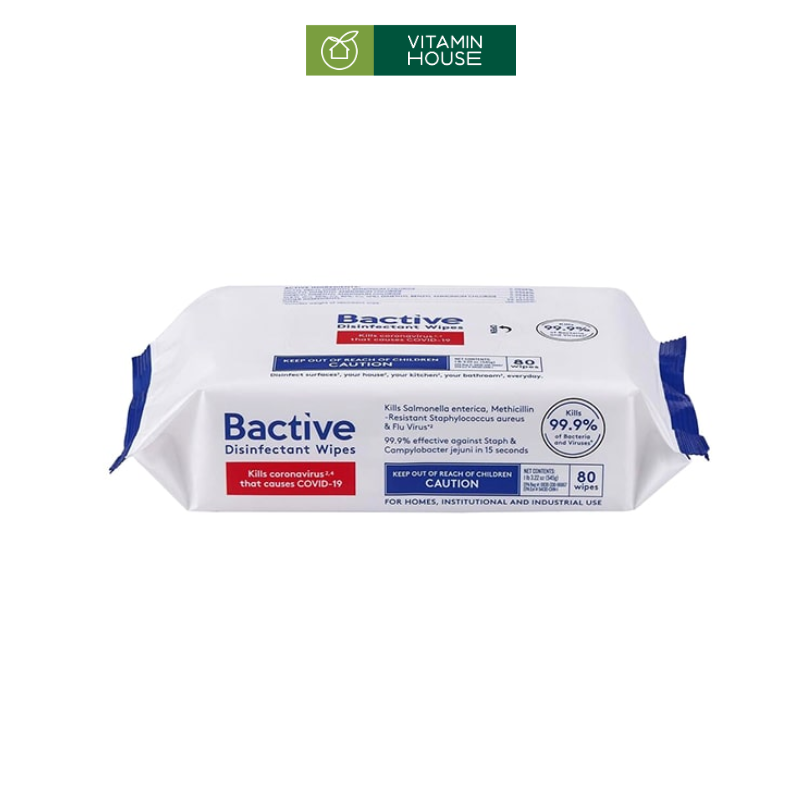 Bịch Khăn Ướt Khử Khuẩn Bactive(80 miếng)