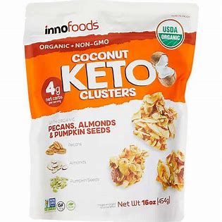 Bánh Gạo Dừa Phũ Hạt Organic Keto Clusters Innofoods Mỹ Gói 454g