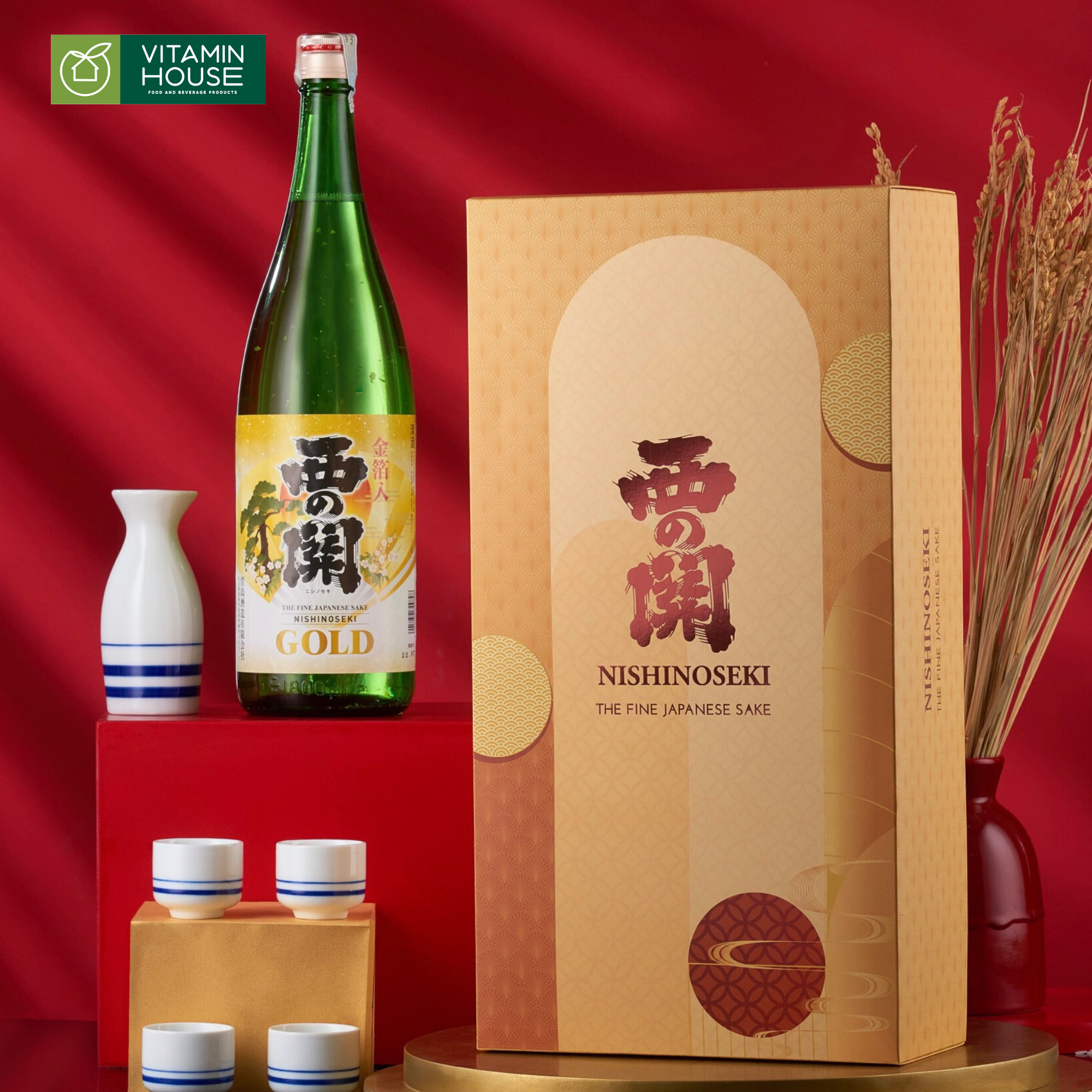 Rượu Sake Nishinoseki Vảy Vàng 15% Sang Trọng