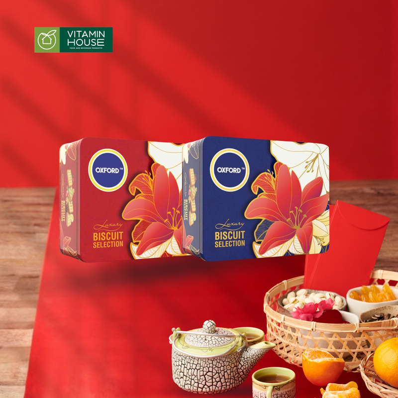 Hộp bánh Oxford Delicious Cream Biscuits Đỏ 168g