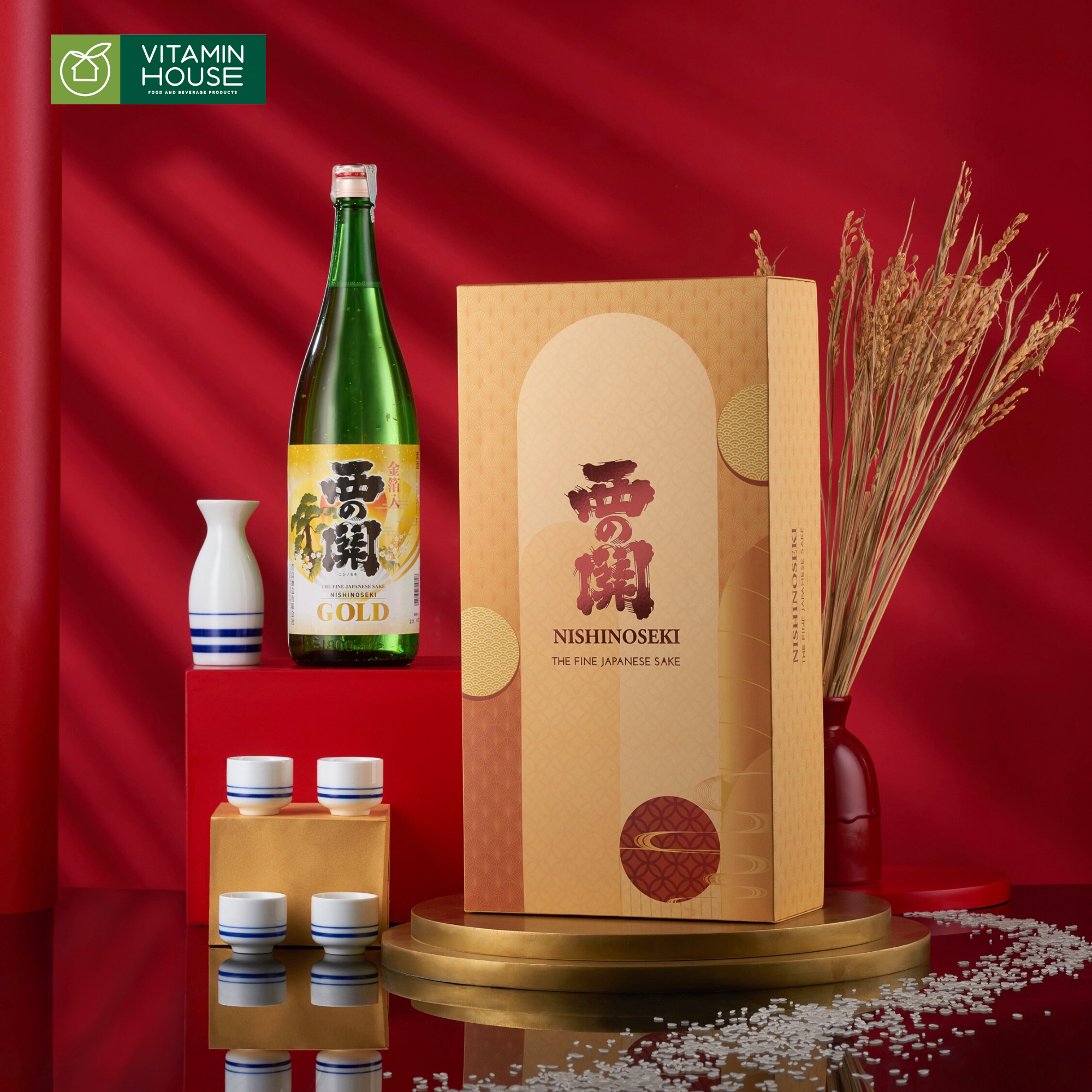 Rượu Sake Nishinoseki Vảy Vàng 15% Sang Trọng
