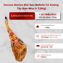 Deraza Iberico Đùi Sau Bellota Có Xương Tây Ban Nha (> 7,5Kg)