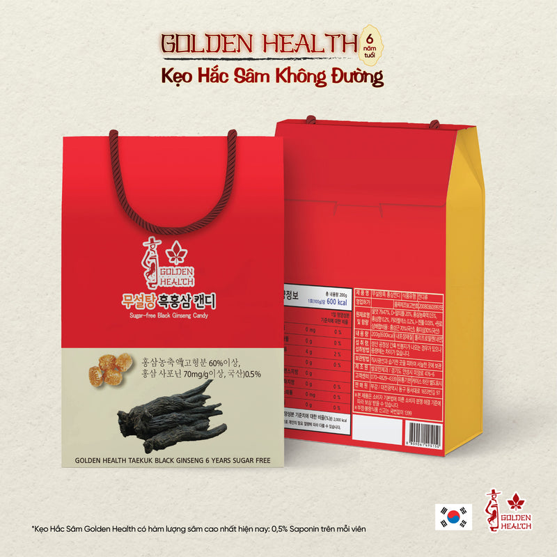 Kẹo Sâm Không Đường Golden Health HQ Hộp 200g