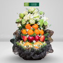 giỏ trái cây nhập khẩu phù hợp đi đám giỗ, đám tang trang trí hoa sen sang trọng, lịch sự.