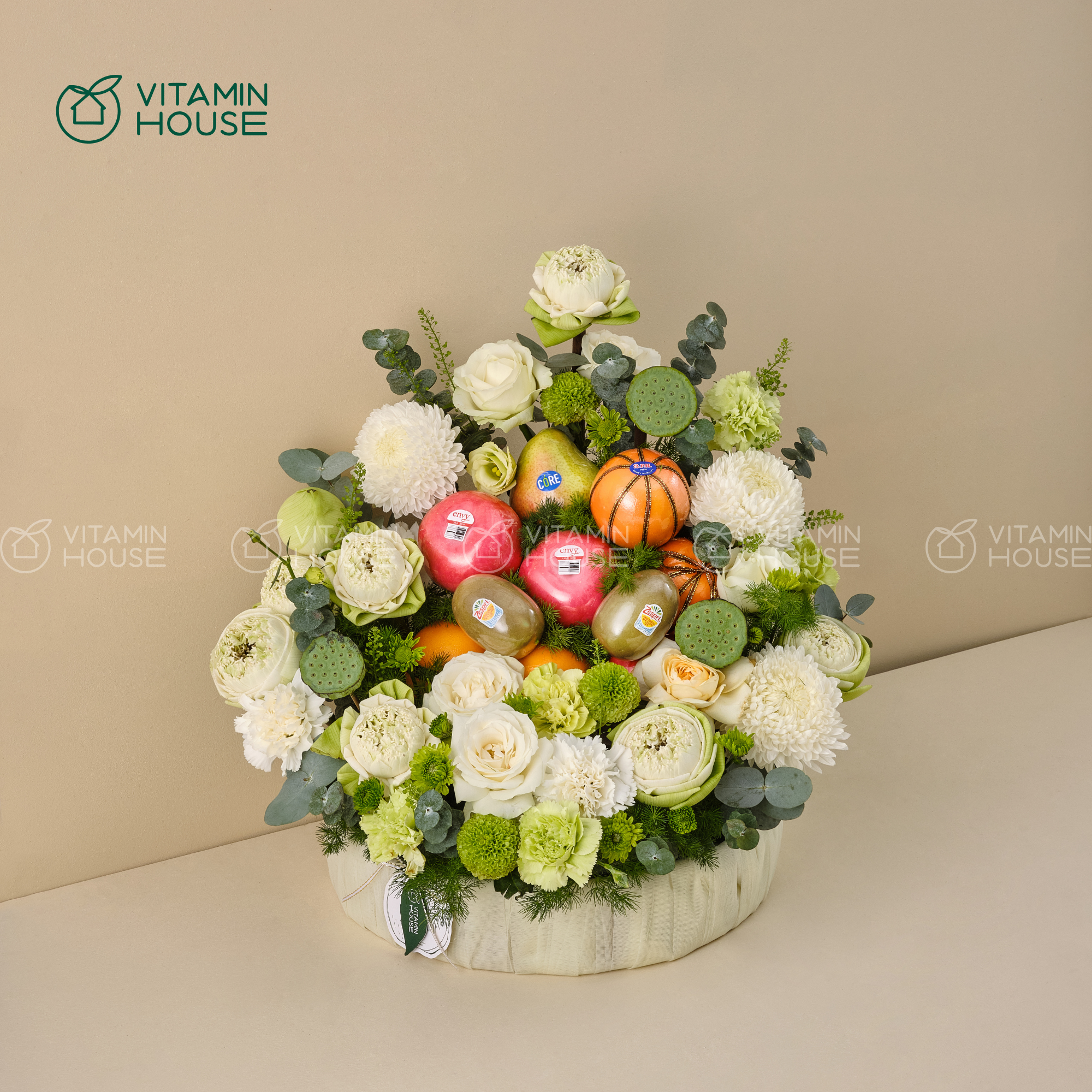 Giỏ Quà Trái Cây Kiwi, Quýt, Lê Nhập Khẩu Đi Lễ Chùa Ngày Rằm