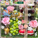 Giỏ Quà Trái Cây trang trí hoa tươi đựng trong Hộp Vali. Quà Tặng Ý Nghĩa Ngày Sinh Nhật Người Thân, Bạn Bè