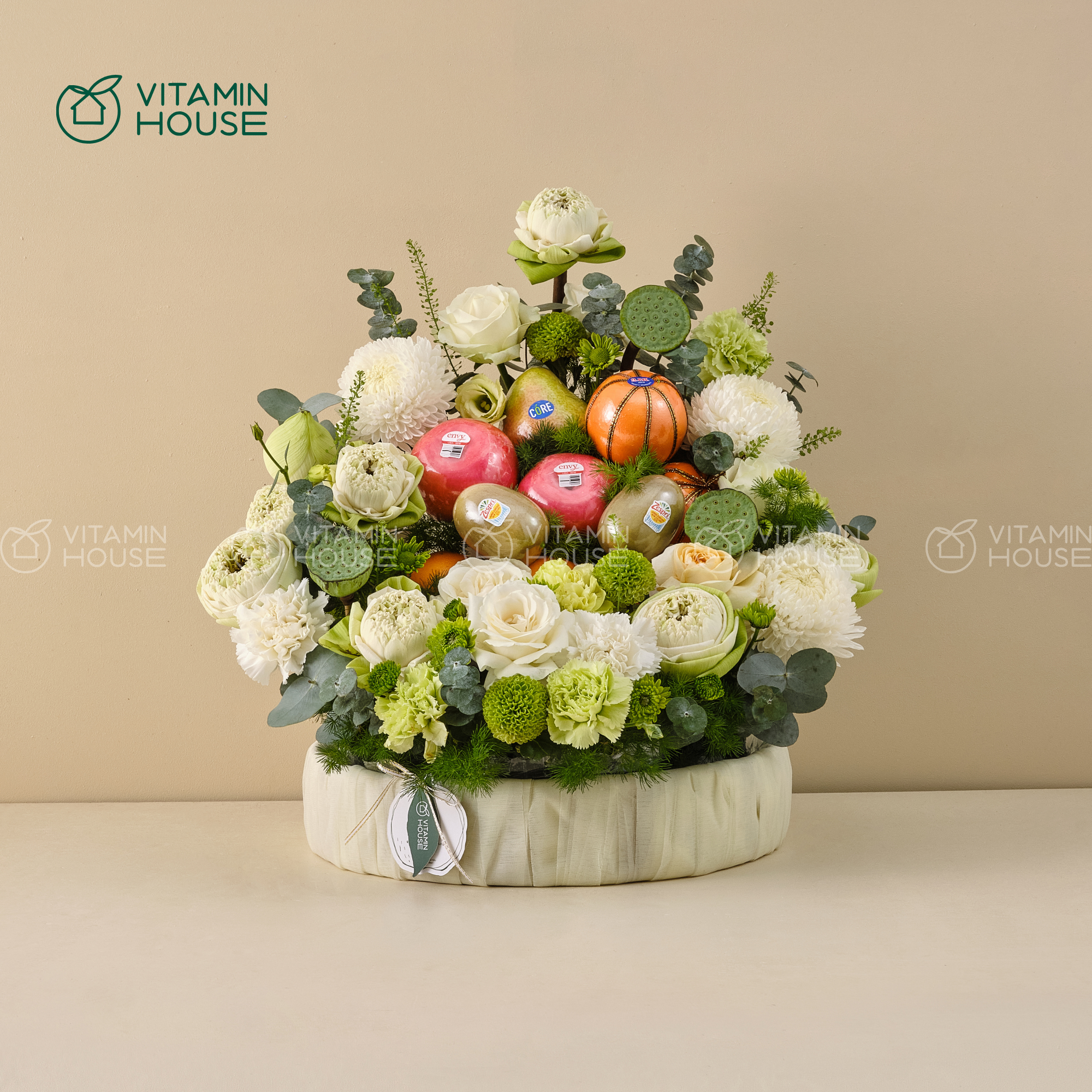 Giỏ Quà Trái Cây Kiwi, Quýt, Lê Nhập Khẩu Đi Lễ Chùa Ngày Rằm