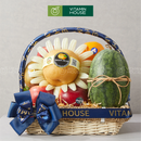 giỏ trái cây dưa hấu, lê hàn, quýt úc, kiwi vàng và táo