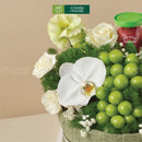 giỏ quà trái cây nho mẫu đơn màu xanh trung tính tặng cả nam và nữ. Dùng trong nhiều dịp khác nhau