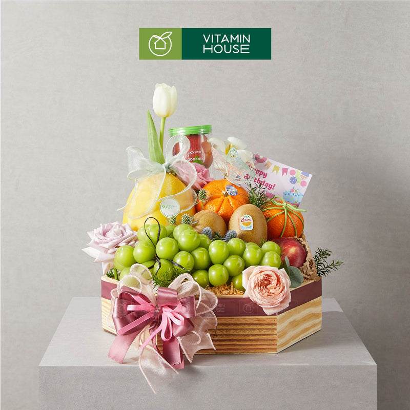 Giỏ Quà Trái Cây Nho Nhập Khẩu & Hoa Tươi Tặng Người Thân Yêu