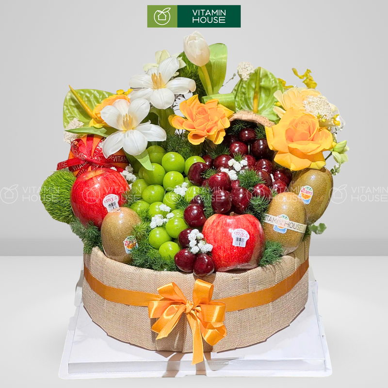 Giỏ Quà Trái Cây Táo Envy & Nho Xanh Sang Trọng Trang trí hoa tươi hình bánh sinh nhật Tặng Chị Em Phụ Nữ